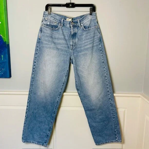 Madewell Low Slung Straight Leg Light Wash Button Fly 100% Cotton Denim Jeans 29 - Picture 2 of 11